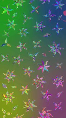 Düz Çiçek Elementleri Tasarımı. Raster illüstrasyonundaki çiçek desenli çizim. Renkli Bahar Teması eskiz kalıbı. Süslü kumaş deseni.