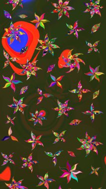 Motley illüstrasyonu. Çiçekli yaz çiçekleri. Robot resim. Küçük çiçekte güzel bir desen. Küçük renkli çiçekler. Moda baskıları için zarif bir şablon.