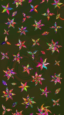 Düz Çiçek Elementleri Tasarımı. Renkli Bahar Teması eskiz kalıbı. Yeşil ve gri renkli çiçekler. Çiçek desenli eskiz, yaz çiçekleri..