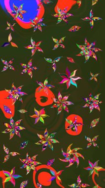 Raster düz çiçek çizim deseni. Yeşil ve gri renkli çiçekler. Tasarım hediye paketi, tebrik kartları, posterler ve afiş tasarımı.