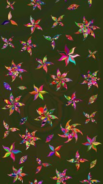 Yeşil ve gri renklere karalamalar çizilmiş çiçek deseni. Raster illüstrasyonu.