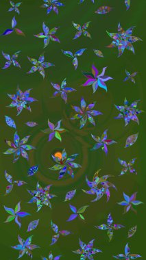 Tomurcukları çiçek olan sevimli bir çiçek deseni. Eskiz geçmişi. Raster illüstrasyonu. Kumaş, tekstil, duvar kağıdı baskısı için. Eski usul. Raster..