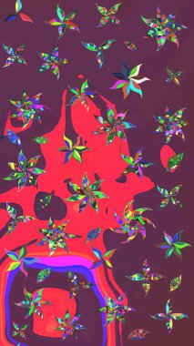 Küçük çiçekteki sevimli çiçek deseni. Kahverengi ve pembe renkte çiçekler.