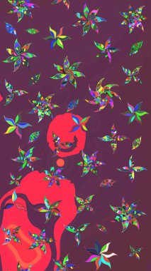 Güzel eskiz şekli. Raster çiçekli arka plan. Yazdır. Güzel kumaş deseni. Renkli Yaz Temalı eskiz kalıbı. Düz Çiçek Elementleri Tasarımı.