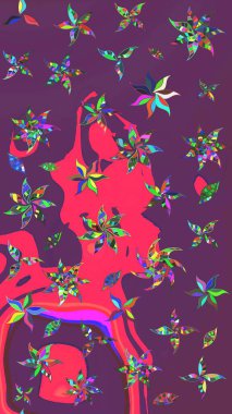 Mor ve pembe renkte çiçekler. Nazik, sevimli çiçek arkaplanı. Raster çiçek desenli ve çiçekli..