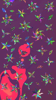 Mor ve pembe renkte çiçekler. Elle boyanmış suluboya resim çizimi çiçekler ve bitkiler.