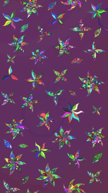 Mor ve yeşil renklerde. Raster deseni. Küçük çiçekteki sevimli çiçek deseni. Raster illüstrasyonu. Soyut çiçek çizim kalıbı arkaplanı.