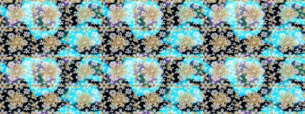 Kusursuz altın desen. Altın elementlerle mavi renklerde altın desen. Raster doğulu süsü.