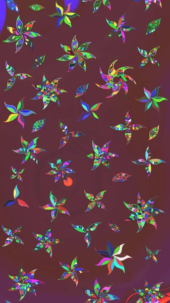 Bir sürü kahverengi ve yeşil soyut çiçekli tropik eskiz deseni. Varisolokahverengi ve yeşil raster çizimi. Küçük çiçekte sevimli çiçek deseni var..