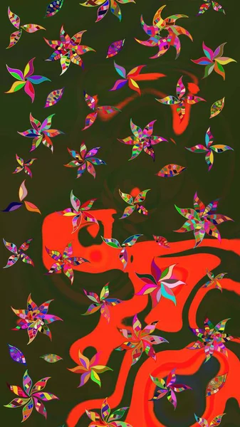 Raster - stok. Yeşil ve gri çiçekli eskiz deseni, suluboya çiçek deseni, sevimli çiçek, duvar kağıdı, kart veya kumaş için fayanslı.