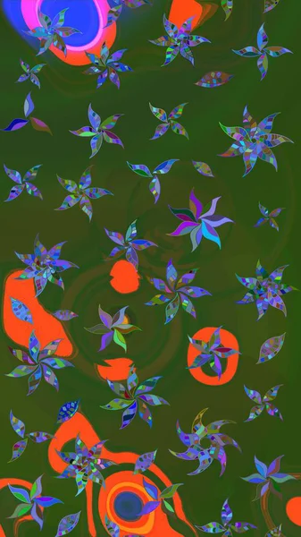 Varicologreen ve Blue Raster çizim çizimi. Bir sürü yeşil ve mavi soyut çiçekli tropik eskiz deseni. Küçük çiçekte sevimli çiçek deseni var..