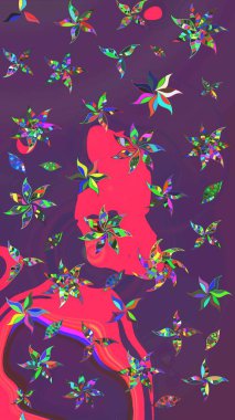 Botanik çizim kalıbı. Suluboya etkisi. Organik elementler. Raster deseni.