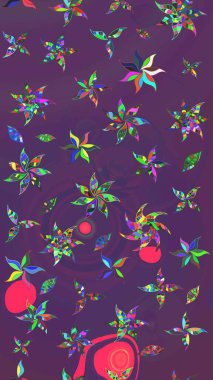 Mor ve mor renkli çiçekler. Elle boyanmış suluboya resim çizimi çiçekler ve bitkiler.