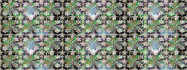 Raster altın tekstil baskısı. Çiçek kiremitleri. İslam tasarımı. Kusursuz desenli oryantal süs. Altın desenli gri ve yeşil renklerde altın elementlerle.