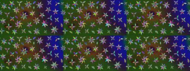 Çiçekli eskiz çizimi. Yeşil ve mavi renkte çiçekler. Renkli Yaz Temalı eskiz kalıbı. Düz Çiçek Elementleri Tasarımı.