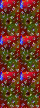 Küçük çiçekli basit bir çiçek çizimi. Kırmızı ve kahverengi renkte sevimli çiçekler. Moda baskısı, albüm, ambalaj kağıdı ve duvar kağıdı için zarif dekoratif süslemeler. Raster illüstrasyonu.