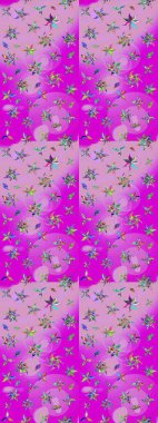 Nötr ve morumsu renklerde manzaralı çiçek deseni. Çiçek kompozisyonu, el boyası, hassas şablon. Üst manzara, yumuşak stil. Sevgililer günü ve tebrik kartı konsepti için şık bir davet.