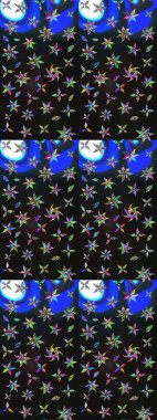 Güzel çiçek deseni. Gri ve mavi renkte çiçekler. Renkli Bahar Teması eskiz kalıbı. Düz Çiçek Elementleri Tasarımı.