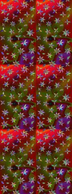 Raster illüstrasyonundaki çiçek desenli çizim. Kırmızı ve kahverengi renkte çiçekler.