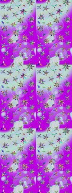 Çiçek desenli eskiz, darbeler, sıçramalar, yaz çiçekleri. Mor ve nötr renklerde çiçekler. Raster illüstrasyonu.