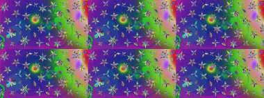 Düz Çiçek Elementleri Tasarımı. Raster Şirin kumaş deseni. Eskiz klasiği. Renkli Bahar Teması çizim şablonu.