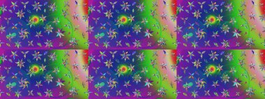 Raster illüstrasyonu. Çiçekli güzel suluboya desen. Yeşil ve mavi renklerde.