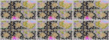 Klasik klasik klasik arka plan. Geleneksel oryantasyon süsü. Kusursuz klasik raster grisi, nötr ve altın desenli.