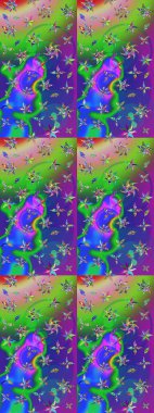 Parlak renkli çiçekleri ve yeşil ve mavi renkli yaprakları olan harika bir çiçek deseni. Modern çiçek arkaplanı. Moda baskıları için zarif bir şablon. Halk stili.