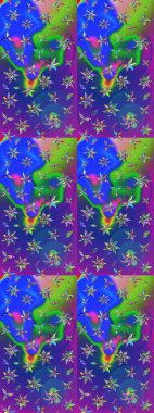 Raster deseni. Çiçekli çiçek deseni, suluboya. Süslü kumaş deseni.