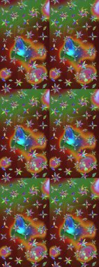 Kahverengi ve yeşil renkli çiçekler. Raster illüstrasyonundaki çiçek desenli çizim. Renkli Bahar Teması eskiz kalıbı. Düz Çiçek Elementleri Tasarımı.