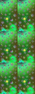 Çizgi çizimi kalıbı. Raster Moda kumaş deseni. Şirin çiçekler..