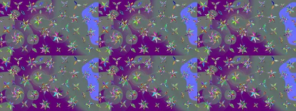 Raster düz çiçek çizim deseni. Hediye ambalaj kağıdı, tebrik kartları, posterler ve pankart tasarımı. Tarafsız ve mor renkte çiçekler.