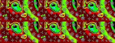 Kırmızı ve yeşil renkte manzaralı çiçek deseni. Çiçek kompozisyonu, el boyası, hassas şablon. Üst manzara, yumuşak stil. Sevgililer günü ve tebrik kartı konsepti için şık bir davet.