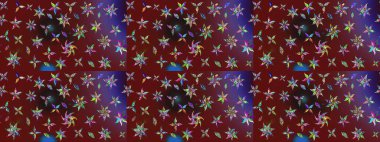 Çiçekli karalama şeklinde Raster çiçek deseni. Kırmızı ve kahverengi renkte çiçekler. Yumuşak, yaz çiçekli arka plan.