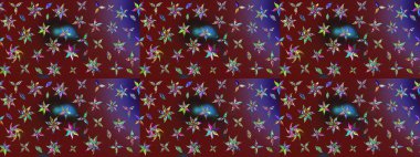 Güzel kumaş deseni. Doodle çiçekler ve dalları, otlar ve çiçekler. Raster Illustration. El çizilmiş.