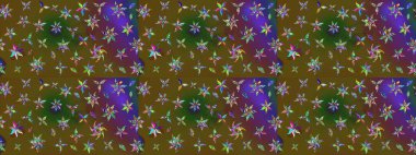 Çiçek desenli eskiz. Yeşil ve kahverengi renkli çiçekler. Tişört baskısı için çiçek boyama rasteriName.