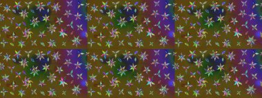 Çiçekli eskiz deseni. Suluboya çizimi. Yeşil ve kahverengi renkli çiçekler. El çizimi.