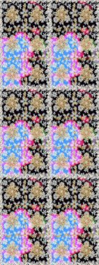 Altın antika ortaçağ dekoratifi, yapraklar ve tarafsız renklerde altın desenli süslemeleri olan dikişsiz bir şablon. Kusursuz kraliyet lüksü, altın barok kumaş rengi..