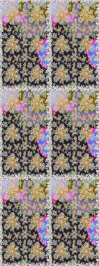 Kusursuz oryantal klasik altın desen. Gri renklerde altın tekrarlayan elementler içeren Raster soyut arkaplanı.