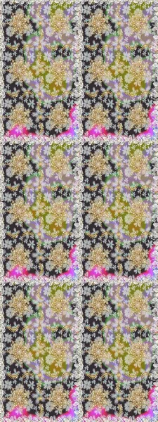 Raster altın pürüzsüz desen. Düz elle çizilmiş klasik koleksiyon. Gri renkli ve altın elementli altın desenli. Arkaplan, kumaş, altın duvar kağıdı.