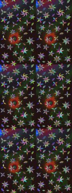 Raster illüstrasyonu. Gri ve kahverengi renklerde bahar çiçekleri. Çiçek ve yapraklı karalama şeklinde Raster çiçek deseni.