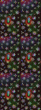 Gri ve kahverengi renkli çiçekler. Hediye ambalaj kağıdı, tebrik kartları, posterler ve pankart tasarımı. Raster düz çiçek çizim deseni.