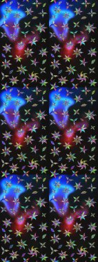 Süslü kumaş deseni. Renkli Bahar Teması eskiz kalıbı. Raster illüstrasyonundaki çiçek desenli çizim. Düz Çiçek Elementleri Tasarımı.