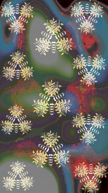 Suluboya çizim kalıbı. Çiçekler suluboya tarzında gri ve yeşil renklerde. Çiçek izi.