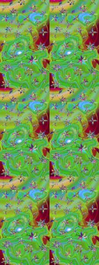 Raster suluboya çiçek deseni, narin çiçekler, yeşil ve mavi çiçekler, tebrik kartı şablonu. Raster Güzel kumaş deseni.