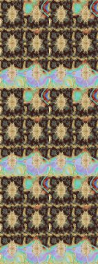 Raster illüstrasyonu. Kahverengi renkli ve altın elementli klasik eskiz deseni.