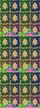 Kına dövmeli süs çiçekleri, altın çıkartmalar, mehndi ve yoga tasarımı, kartlar ve parmak izleri. Yeşil renkte desen. Raster Golden Mehndi eskiz kalıbı.