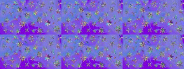 Küçük çiçekteki sevimli çiçek deseni. Mor ve mavi renkte çiçekler.