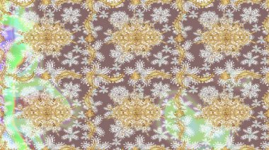 Altın şablonu çiz. Tarafsız renklerde altın elementlerle çizim. Raster doğulu süsü.