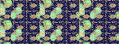 Mavi ve altın desenli. Klasik raster şablonu. Tekrarlayan ögelerle soyut arkaplan çiz.